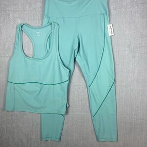 Old Navy Active Aqua Blue Workout Set Tank & Leggings NWT”
